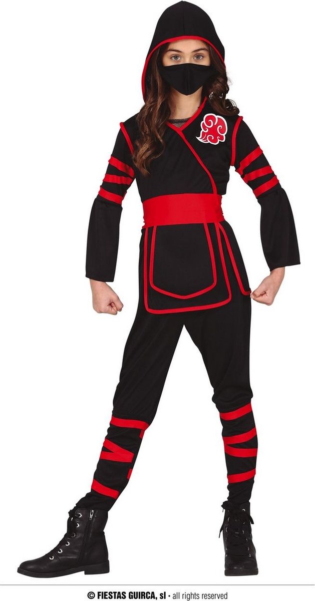 Ninja & Samurai Kostuum | Aanstormende Snelle Ninja Kind Kostuum | 7 - 9 jaar | Carnaval kostuum | Verkleedkleding